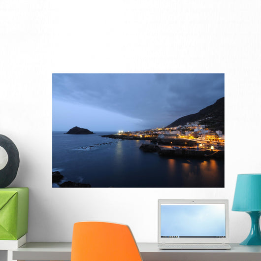 Town Garachico at night. Canary Island Tenerife, Spain Wall Mural