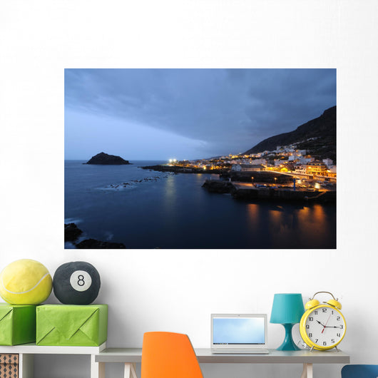 Town Garachico at night. Canary Island Tenerife, Spain Wall Mural