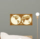 World Map With Retro-Styled Hemispheres Wall Mural