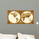 World Map With Retro-Styled Hemispheres Wall Mural