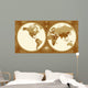 World Map With Retro-Styled Hemispheres Wall Mural