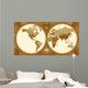World Map With Retro-Styled Hemispheres Wall Mural