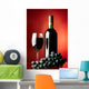Glass and bottle of red wine. Wall Mural
