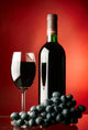 Glass and bottle of red wine. Wall Mural