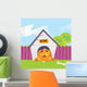Dog Sleeping in Dog House Vector Illustration Wall Mural