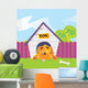 Dog Sleeping in Dog House Vector Illustration Wall Mural