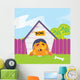 Dog Sleeping in Dog House Vector Illustration Wall Mural