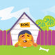 Dog Sleeping in Dog House Vector Illustration Wall Mural