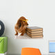 Dachshund Sitting beside Stack Wall Decal