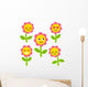 Kids Cute Cartoon Flower Wall Decal Sticker Set