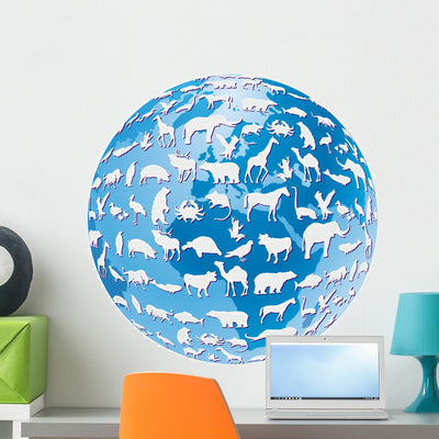 World Wildlife Wall Decal shown on a wall