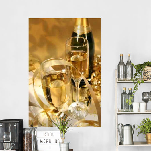 golden champagne sparkle Wall Mural
