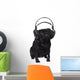 Black Pug Listening to Wall Decal Design 2