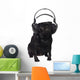 Black Pug Listening to Wall Decal Design 2
