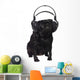 Black Pug Listening to Wall Decal Design 2
