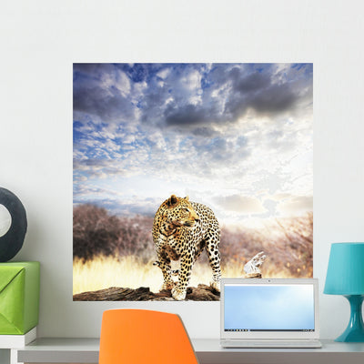 Leopard Wall Mural shown on a wall