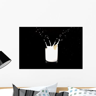 Milk Splashing Glass Wall Mural shown on a wall