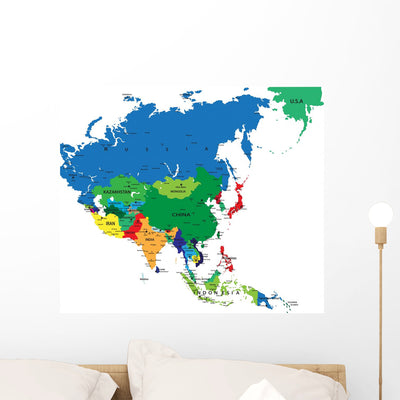Political Map Asia shown on a wall