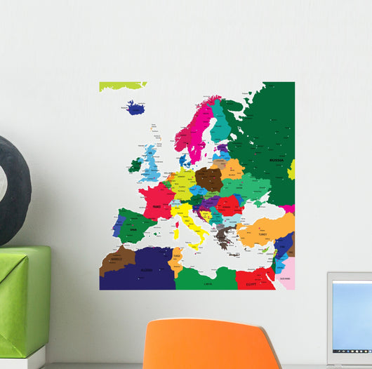 Political Map of Europe Wall Mural