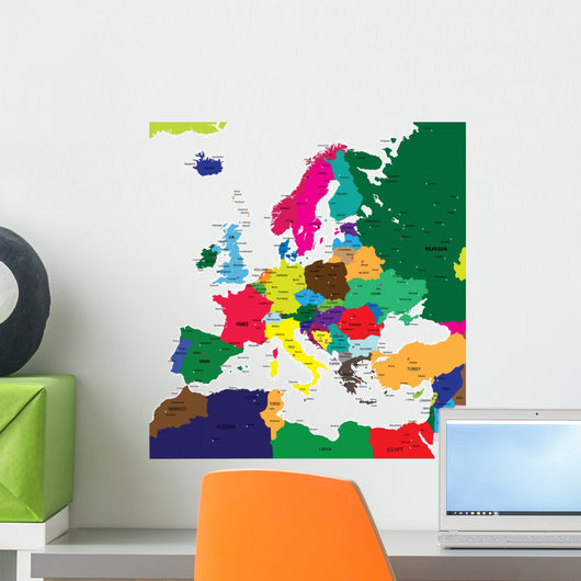 Political Map of Europe Wall Mural