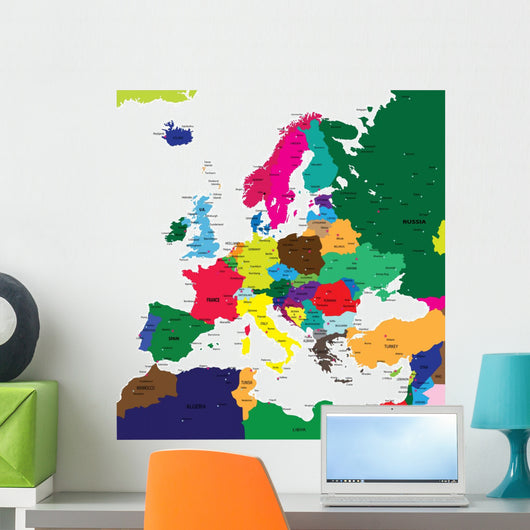 Political Map of Europe Wall Mural