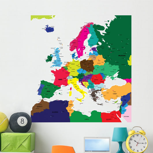 Political Map of Europe Wall Mural