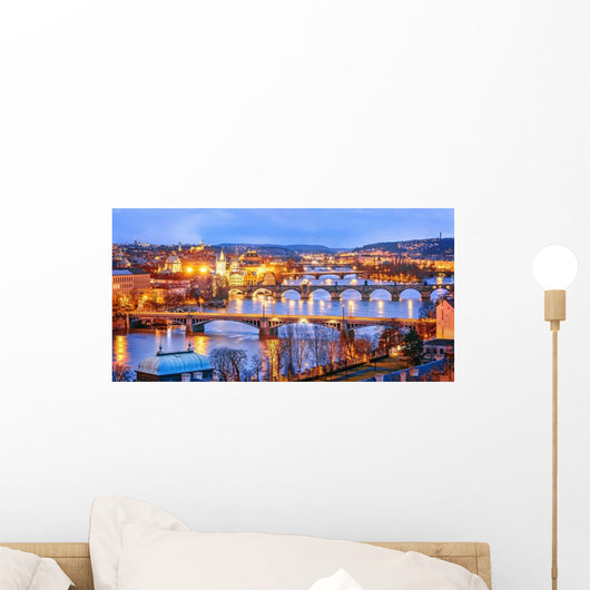 Classic Prague Twilight Panorama Wall Decal