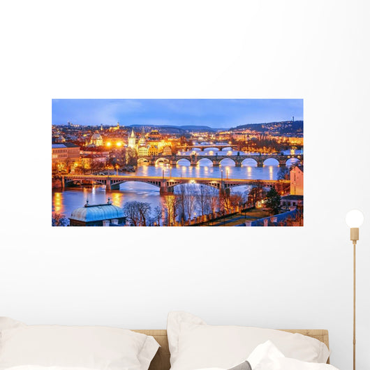 Classic Prague Twilight Panorama Wall Decal