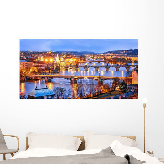 Classic Prague Twilight Panorama Wall Decal