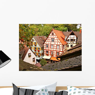 Tiled Rooftops Wall Mural shown on a wall
