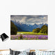 Mountain Landscape With Blossoming Field New Zealand Wall Mural