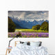 Mountain Landscape With Blossoming Field New Zealand Wall Mural