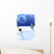 snowman under the moon Wall Mural