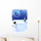 snowman under the moon Wall Mural