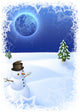 snowman under the moon Wall Mural