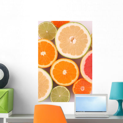 Citrus Fruits Wall Mural shown on a wall