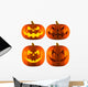 Four Halloween Jack-o-lantern Pumpkins Wall Decal Sticker Set