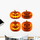 Four Halloween Jack-o-lantern Pumpkins Wall Decal Sticker Set