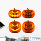 Four Halloween Jack-o-lantern Pumpkins Wall Decal Sticker Set