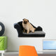 Pug Dog Sitting Blue Wall Decal