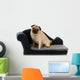 Pug Dog Sitting Blue Wall Decal