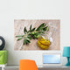 Olive oil with olive branch Wall Mural