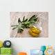 Olive oil with olive branch Wall Mural
