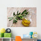 Olive oil with olive branch Wall Mural