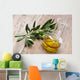 Olive oil with olive branch Wall Mural