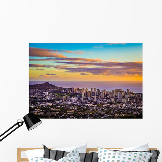 Aerial Purple and Gold Evening Wall Decal