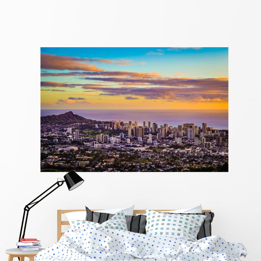 Aerial Purple and Gold Evening Wall Decal