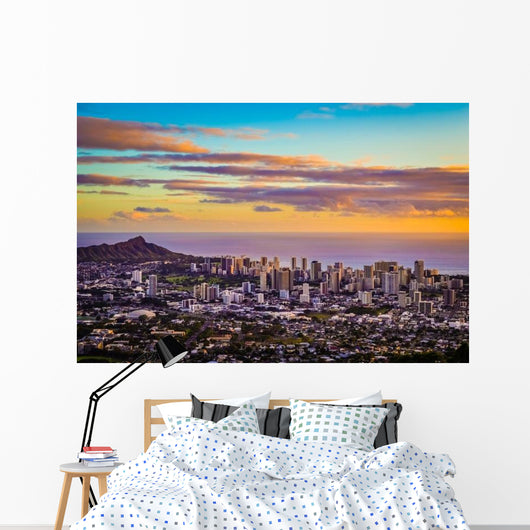 Aerial Purple and Gold Evening Wall Decal