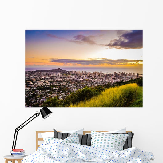 Aerial Purple and Gold Wall Decal