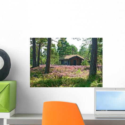 Wooden Cabin Wildflower Meadow Wall Decal